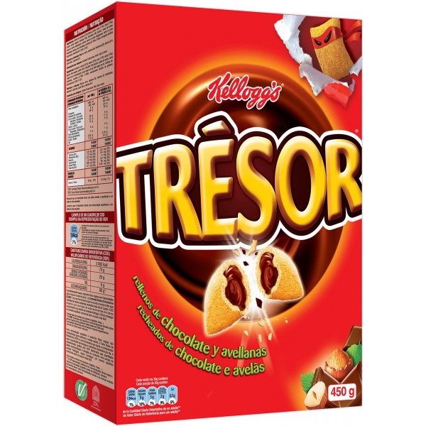 KELLOGG&acute;S CEREALES TRESOR RELLENOS CHOCOLATE Y AVELLANA 450GR