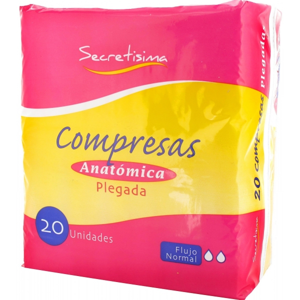 COMPRESAS ANATOMICA PLEGADA NORMAL SECRETISIMA 20U