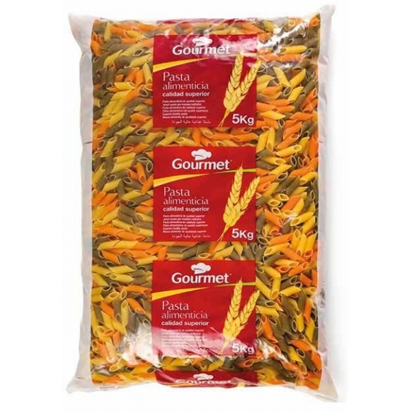 PASTA  MACARRON TRICOLOR GOURMET 5KG