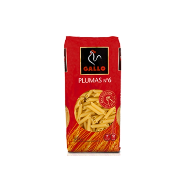 PASTA GALLO PLUMAS N6  500GR