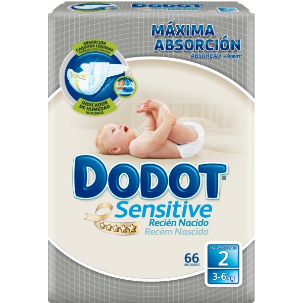 PA&Ntilde;ALES DODOT SENSITIVE T2  3-6KG  66U